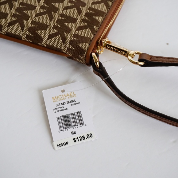 Michael Kors Jet Set Travel L TZ Wristlet MK Brown - Picture 8 of 8